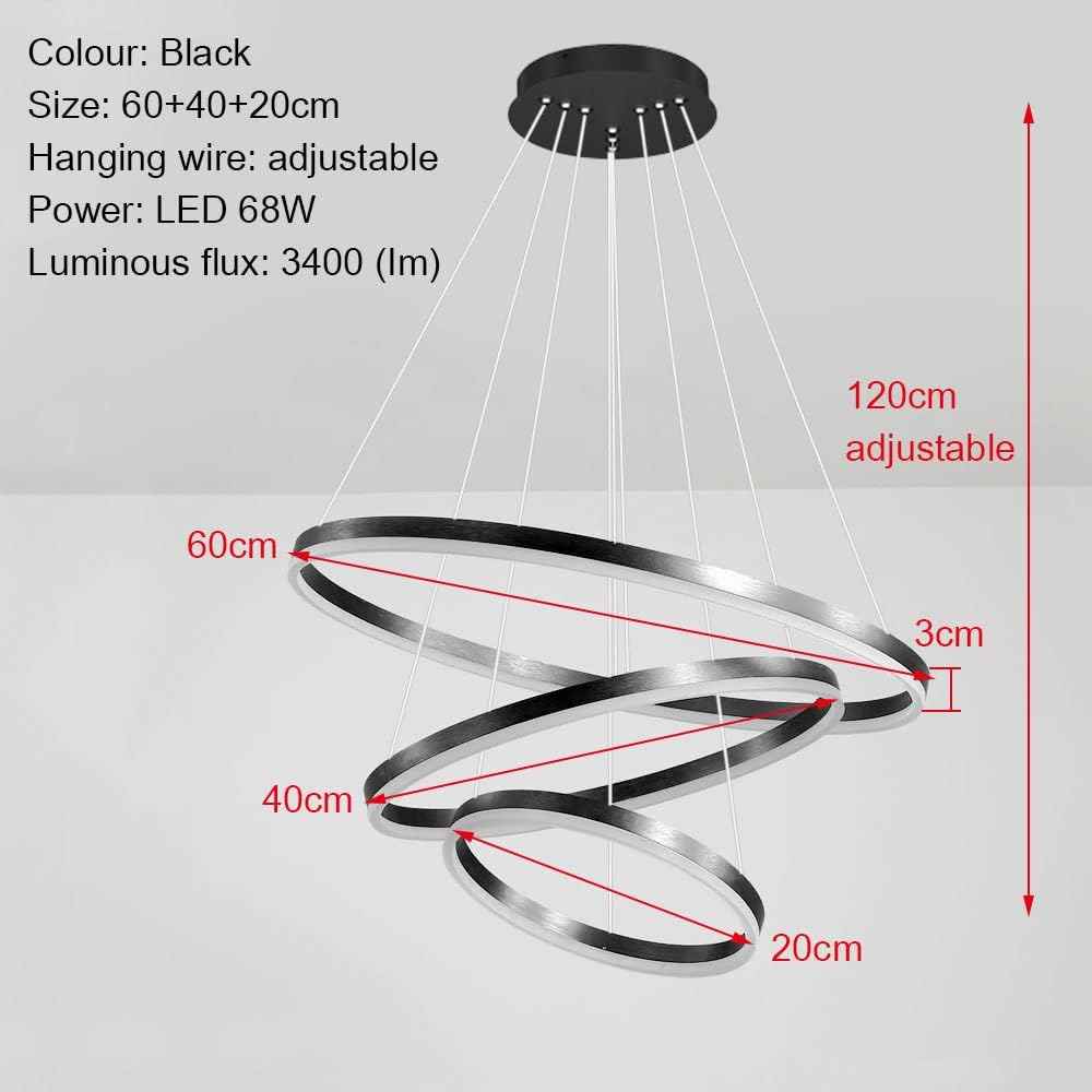 Lustre Royal 3 cercles en Acrylique noir