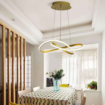 Suspension Infinie en doré à Led