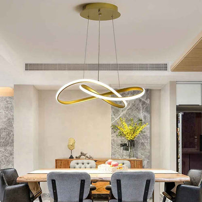 Suspension Infinie en doré à Led