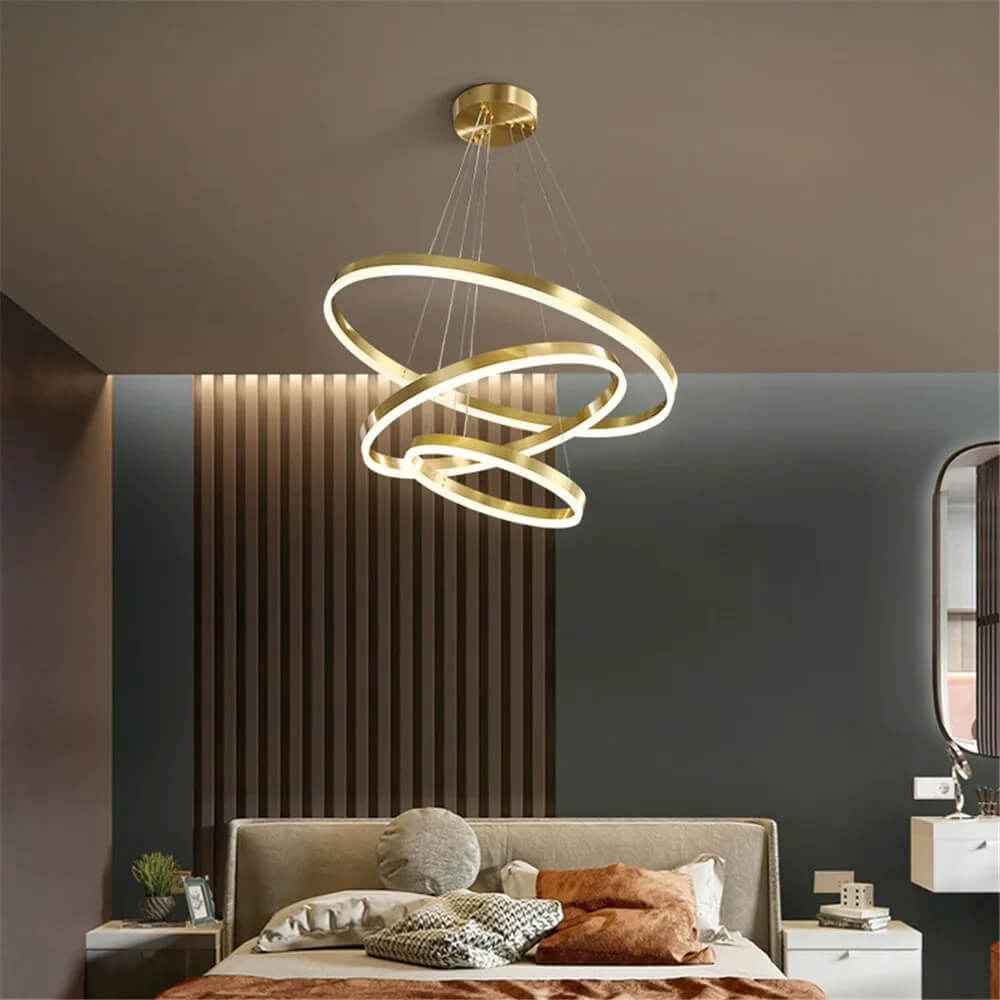 Lustre Royal 3 cercles en Acrylique doré