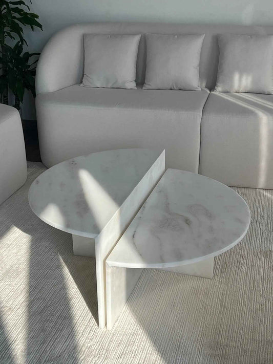 Table Basse en Marbre Blanc  Nola - The Miroir - Lemiroir.ma