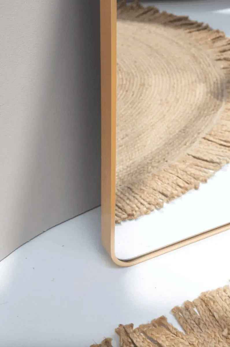 Miroir Rectangulaire Doré avec Coins Arrondis - Lemiroir.ma