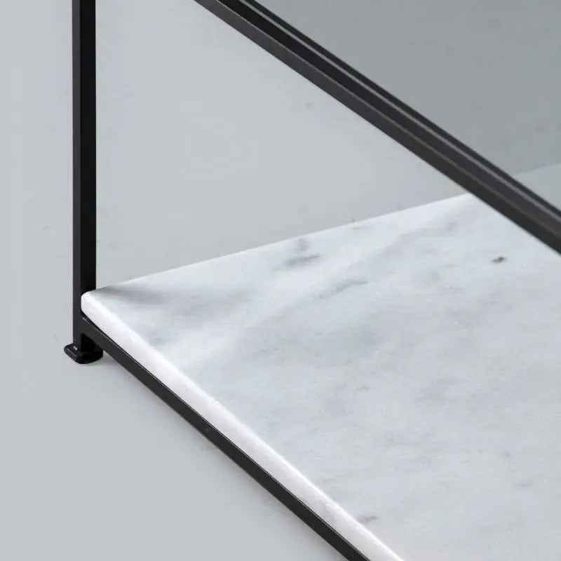 Table Basse en Verre et Marbre Blanc - Lemiroir.ma