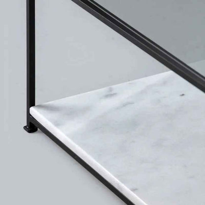 Table Basse en Verre et Marbre Blanc - Lemiroir.ma